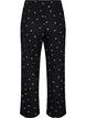 Pyjamabukser med ribbet tekstur og blomstertrykk, Svart, Packshot image number 1