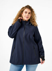 Kort softshelljakke med avtagbar hette, Night Sky, Model