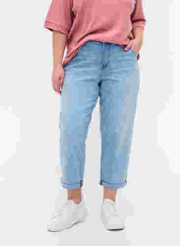 7/8-jeans med en liten brett og høyt liv, Light blue denim, Model image number 2