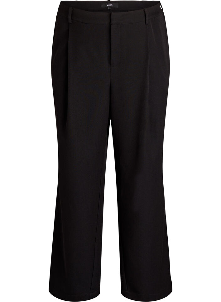 Høytlivs dressebukser med rette ben, Svart, Packshot image number 0