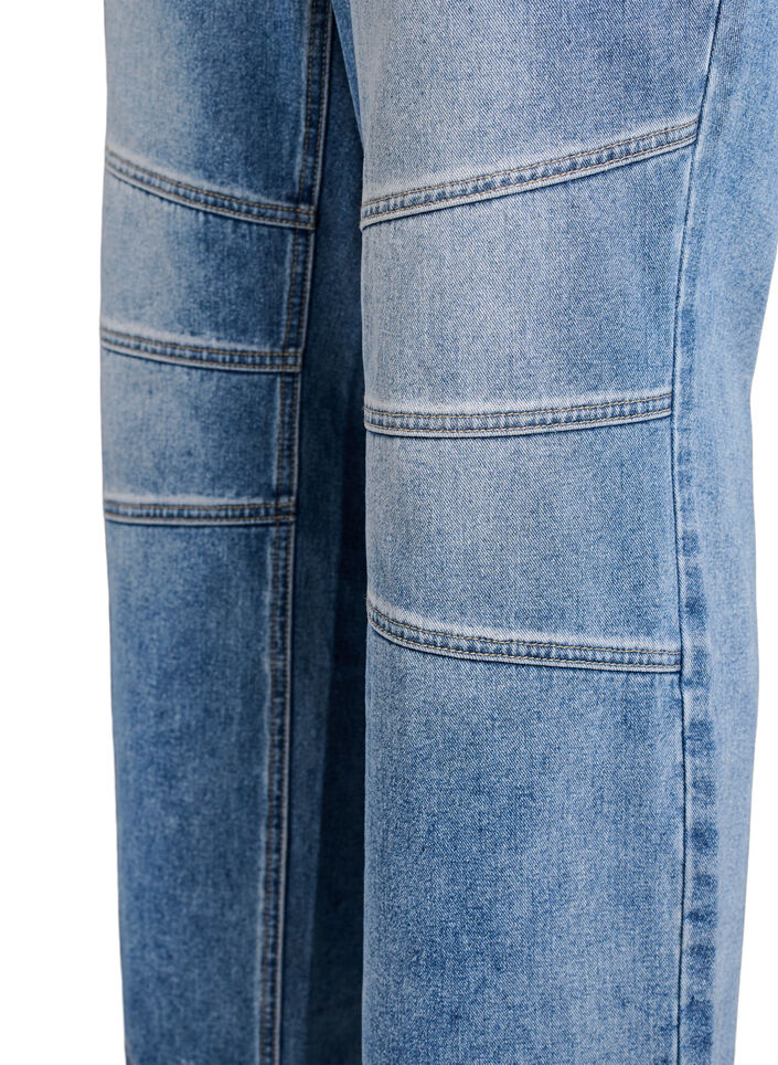 Jeans med vide ben og sømdetaljer, Blue Denim, Packshot