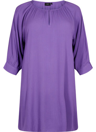 Tunika i viskose med 3/4-ermer, Deep Lavender, Packshot image number 0