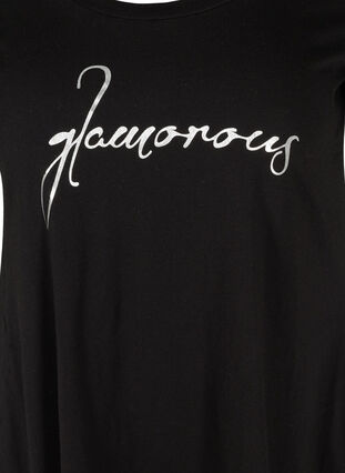 T-skjorte i bomull med A-form, Black GLAMOROUS, Packshot image number 2