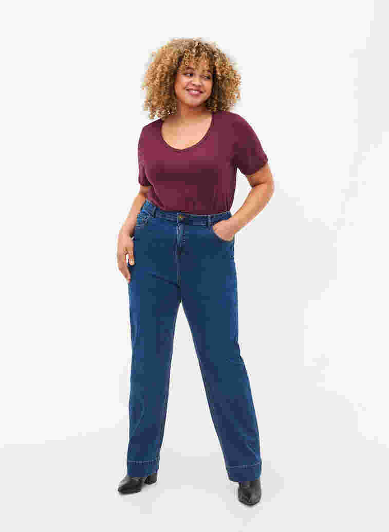 Regular fit Megan jeans med ekstra høyt liv, Blue denim, Model image number 0