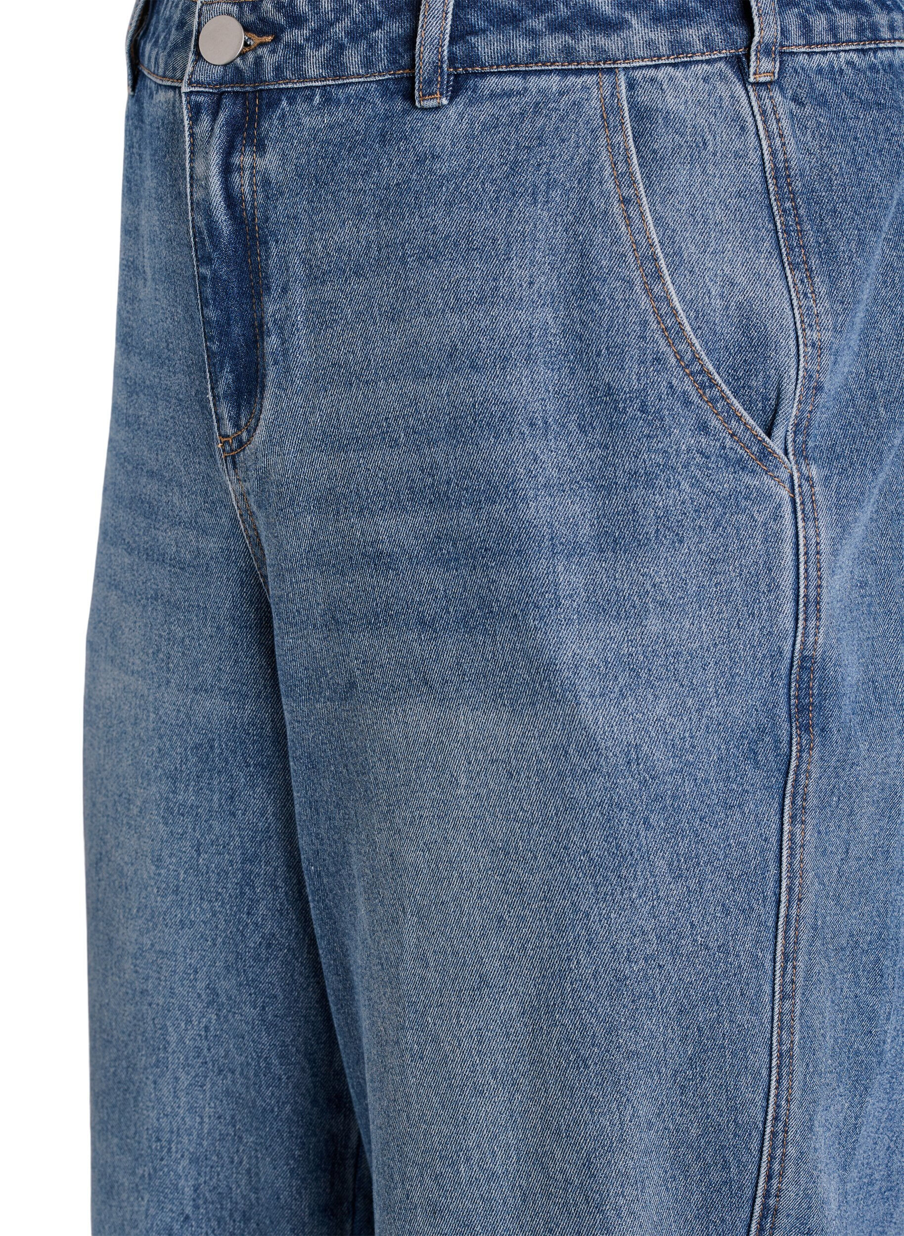ZizziJeans med h&oslash;y midje og barrel-formet snitt, Bl&aring;, Packshot image number 2
