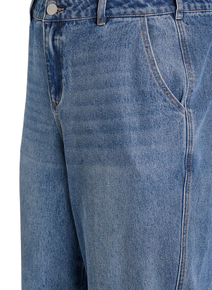 Jeans med h&oslash;y midje og barrel-formet snitt, Bl&aring;, Packshot image number 2