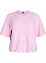 Kortermet strikke kardigan med sløyfer, Rosa