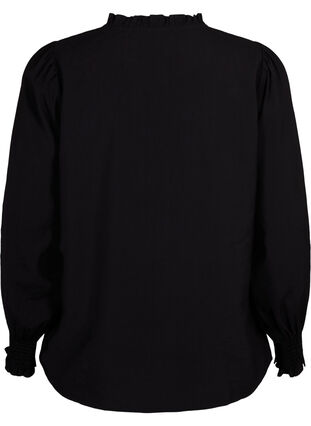 Zizzi Bluse med volanger og broderi anglaise, Black, Packshot image number 1