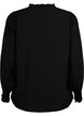 Bluse med volanger og broderi anglaise, Black, Packshot image number 1