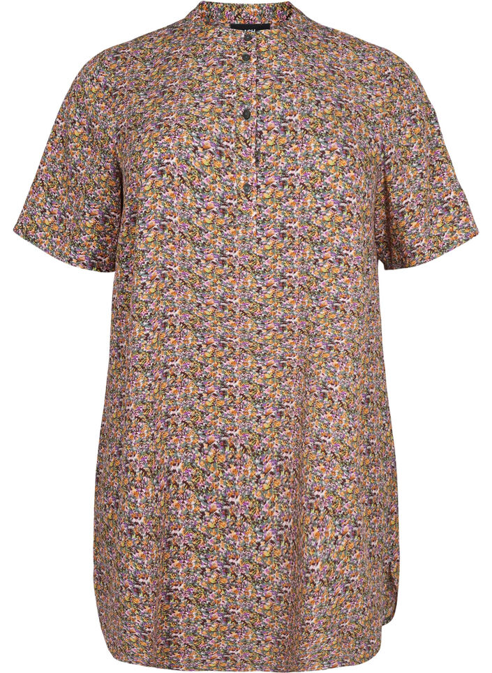 FLASH - Blomstrete tunika med korte ermer, Multi Ditsy, Packshot image number 0