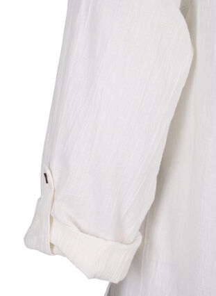 Stripet kjole i bomull og lin, White, Packshot image number 3