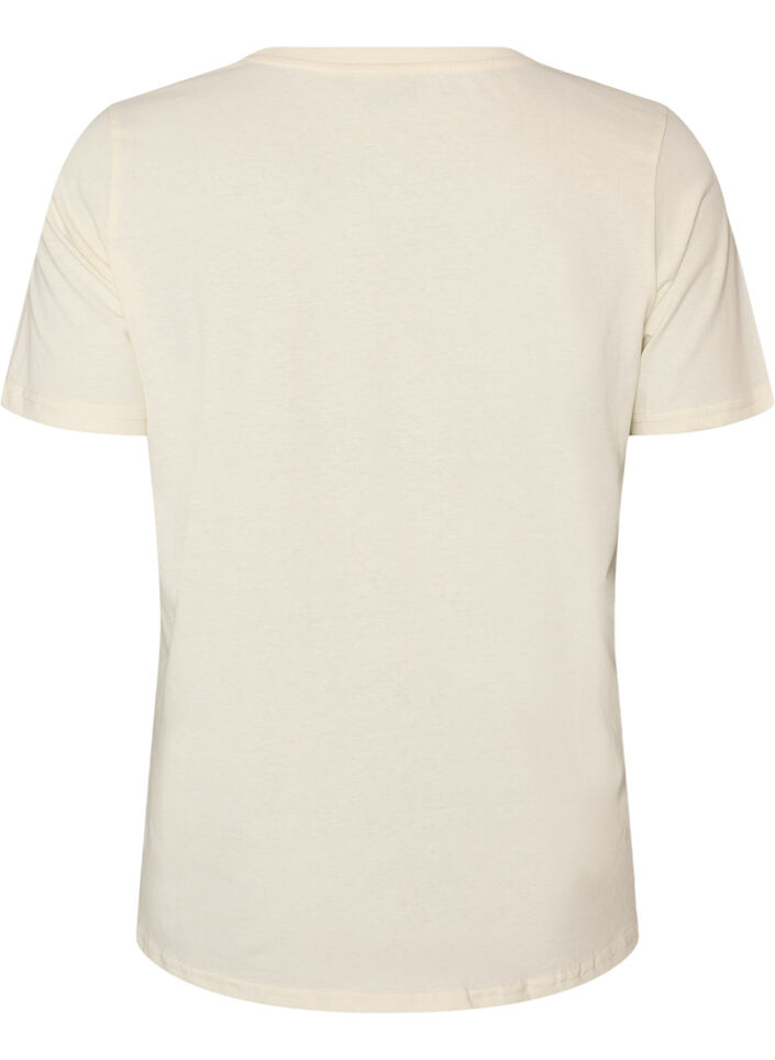 Bomulls T-skjorte med trykk, Vanilje, Packshot image number 1