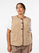 Teddy fleece vest med kontrastkanter, Beige, Model image number 0
