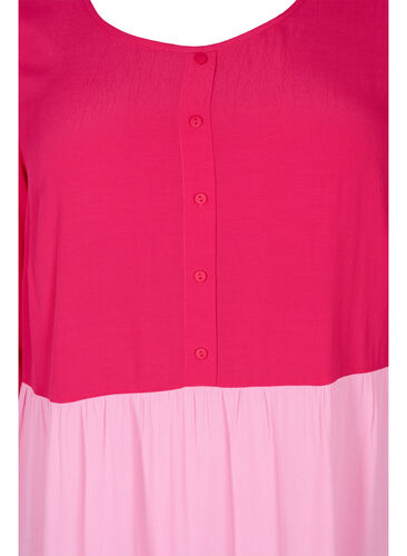 Viskosetunika med colorblock, Rose Green Block, Packshot image number 2
