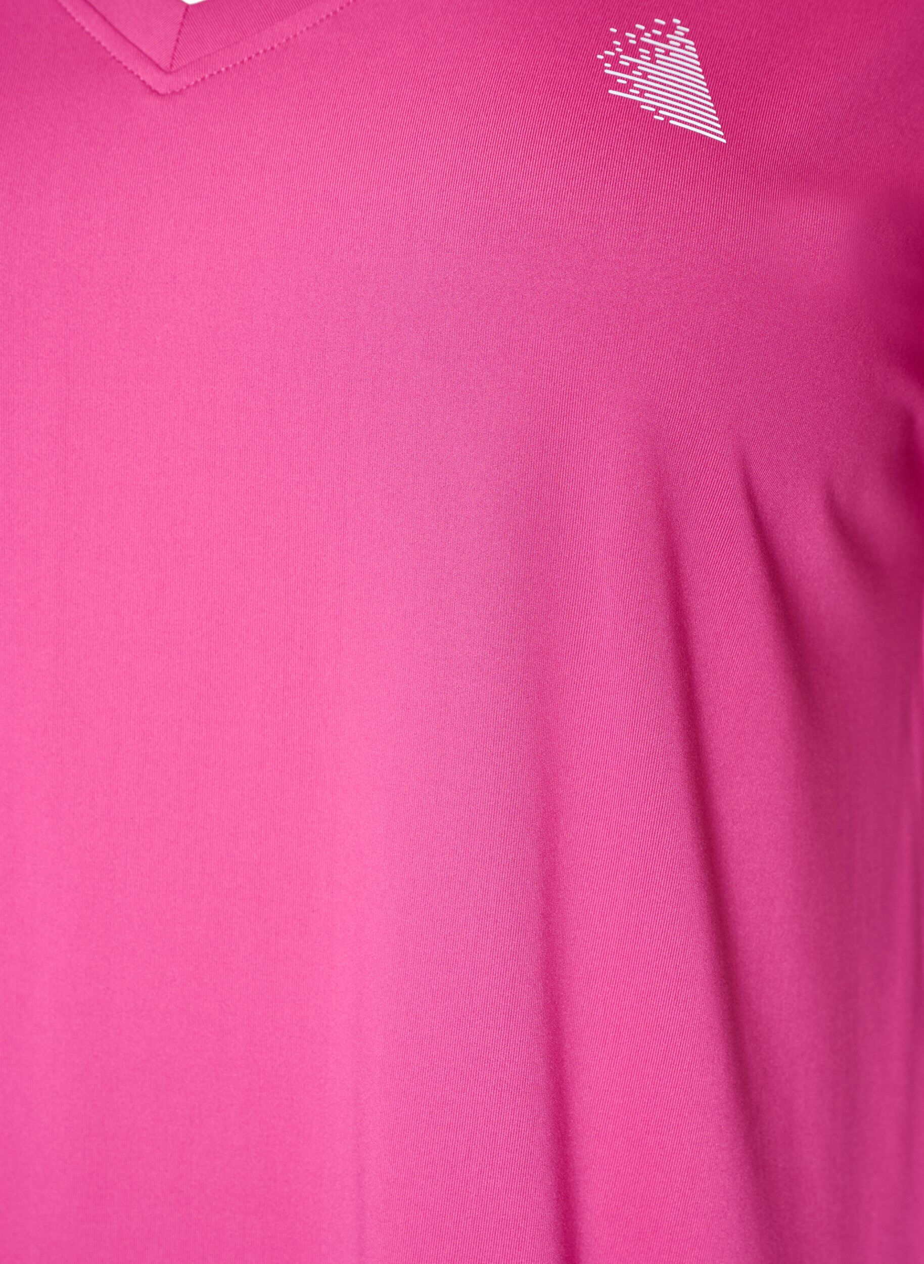 ZizziL&oslash;stsittende trenings-t-skjorte med v-hals, Rosa, Packshot image number 2