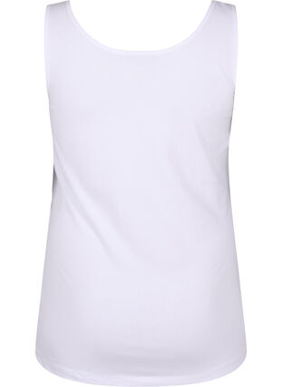 Ensfarget basic topp i bomull, Bright White, Packshot image number 1