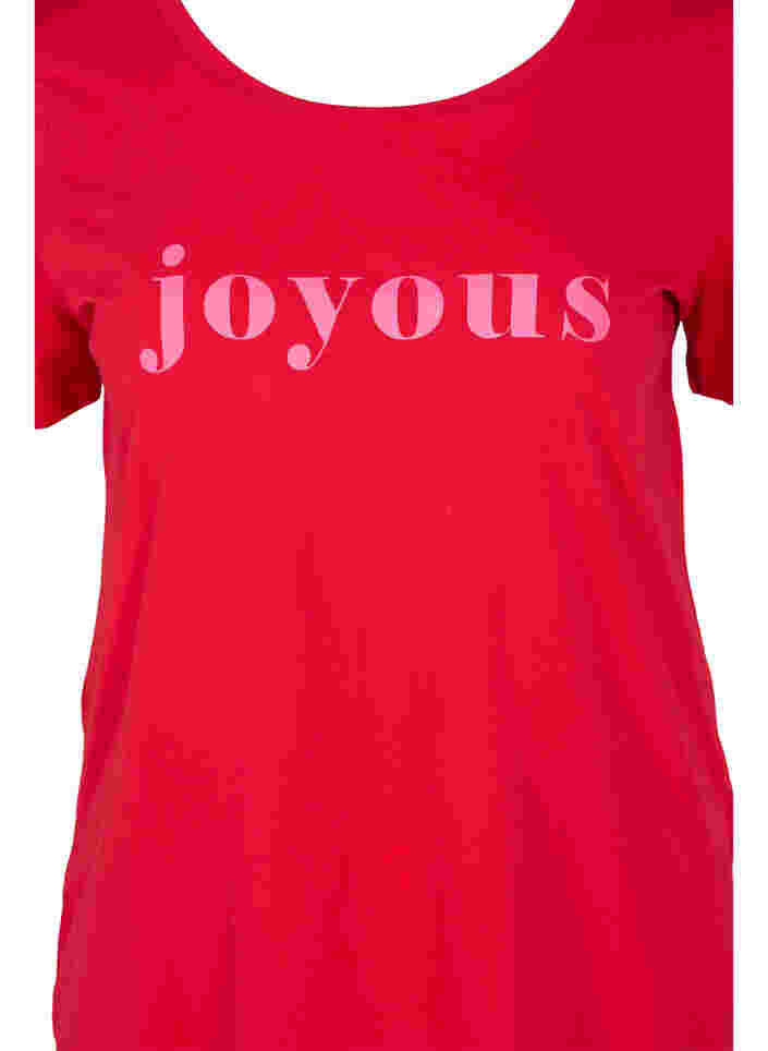 T-skjorte i bomull med tekst på brystet, Chinese Red, Packshot image number 2