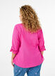 Bomullsbluse med V-hals, Rosa, Model image number 2