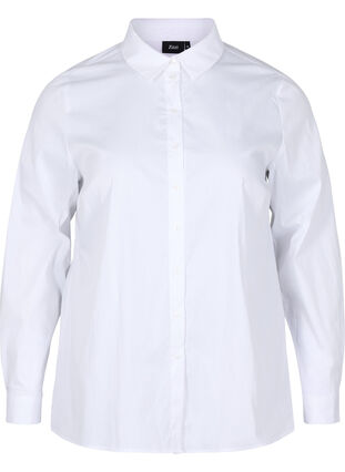 Klassisk skjorte med krage og knapper, Bright White, Packshot image number 0
