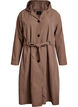 Trenchcoat med hette og knytebelte, Brun, Packshot image number 0