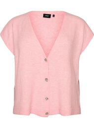 Strikkevest med V-hals og dekorative knapper, Rosa