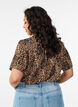 Bluse med korte ermer og v-hals, Brun, Model image number 2