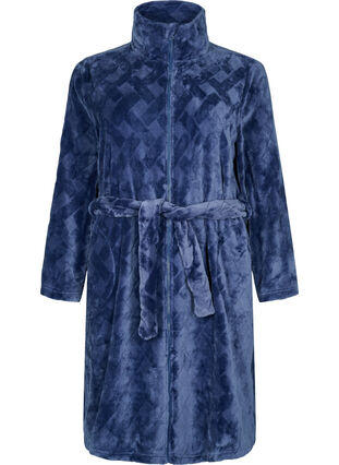 Morgenkåpe med glidelås og lommer, Peacoat, Packshot image number 0
