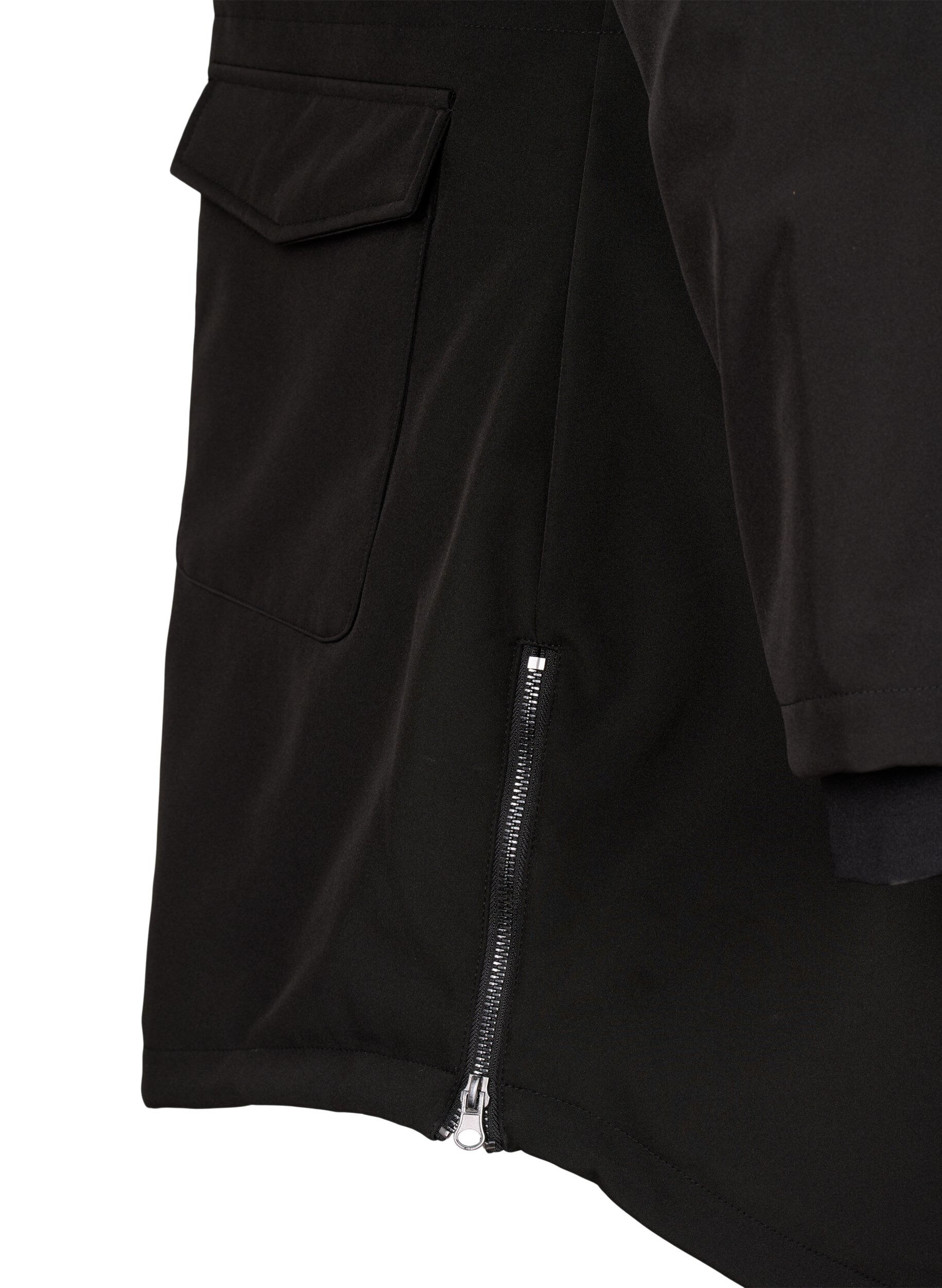 ZizziVannavvisende softshell jakke med vattert f&ocirc;r, Svart, Packshot image number 4
