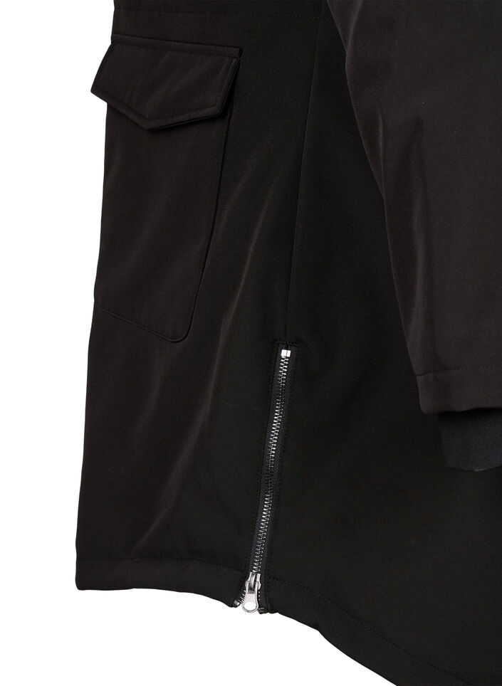 Vannavvisende softshell jakke med vattert f&ocirc;r, Svart, Packshot image number 4