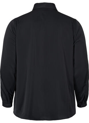 Ensfarget skjorte med frynser, Black, Packshot image number 1