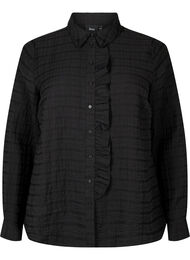 Skjorte med struktur og volangdetaljer, Black