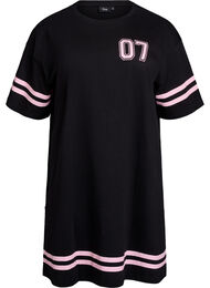 Kort T-skjortekjole med sporty detaljer, Black w. Sydney