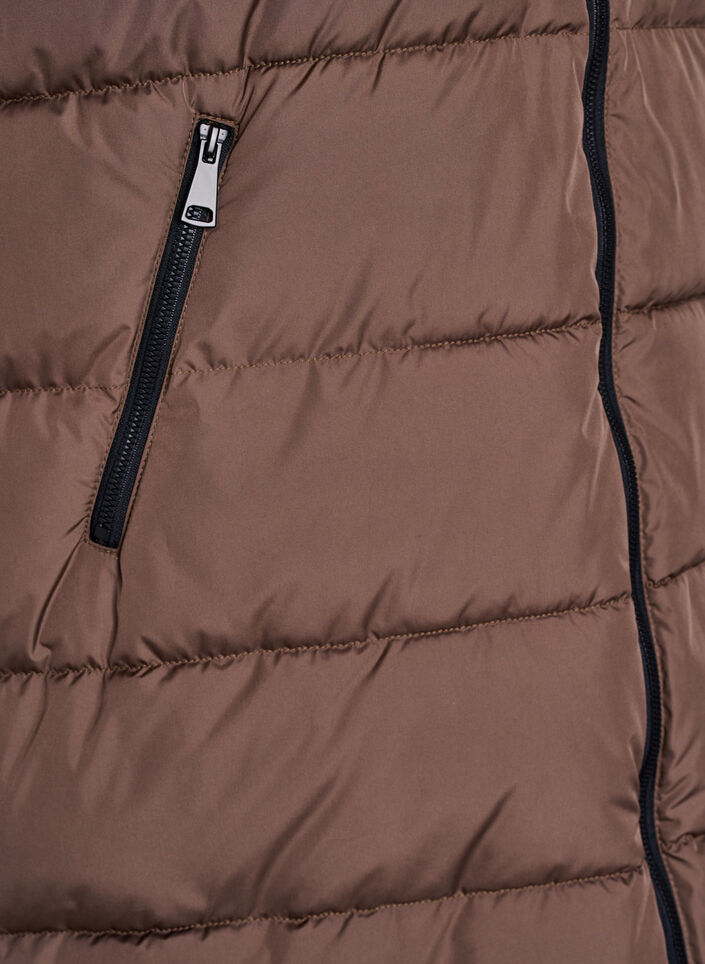 Lang vest med hette og lommer, Brun, Packshot image number 3