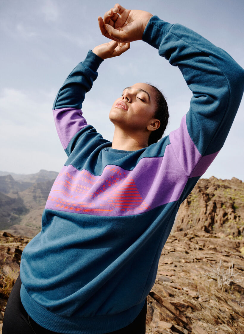 Sweatshirt med sporty print, Blue Wing Teal Comb, Image image number 0