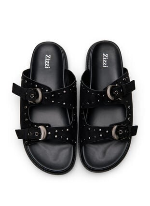 Zizzi Wide fit - Slip-on sandaler med nagler, Svart, Packshot image number 2