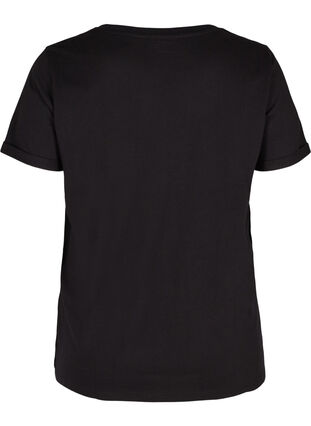 T-skjorte med trykk i bomull til trening , Black Red Splash, Packshot image number 1