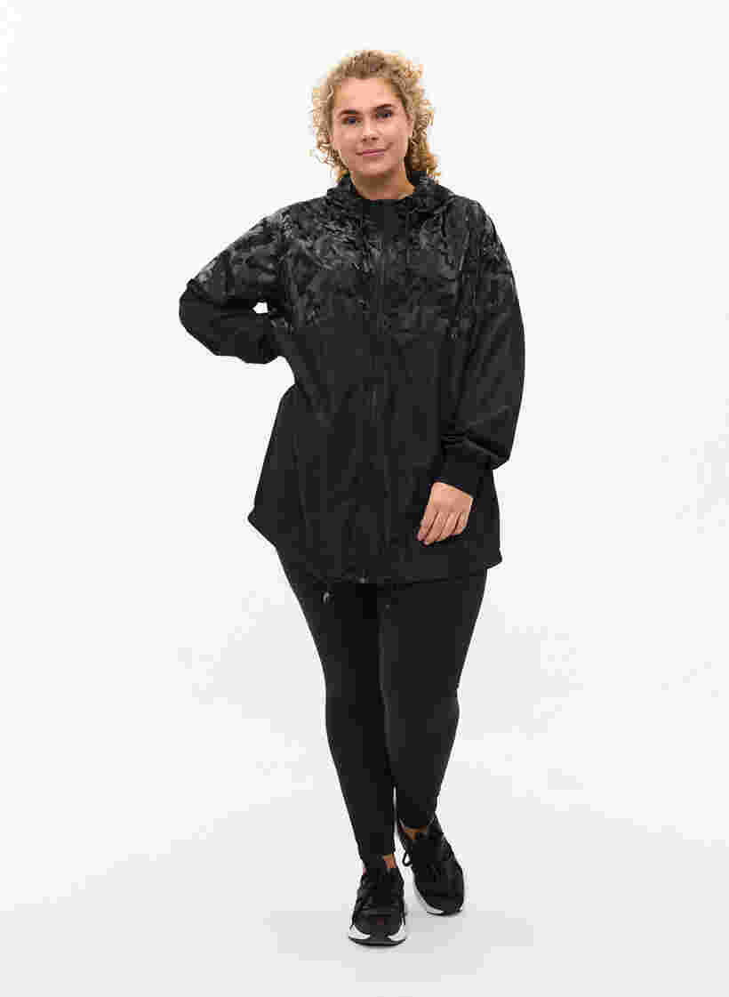 Treningsjakke med hette og lommer, Black, Model image number 3