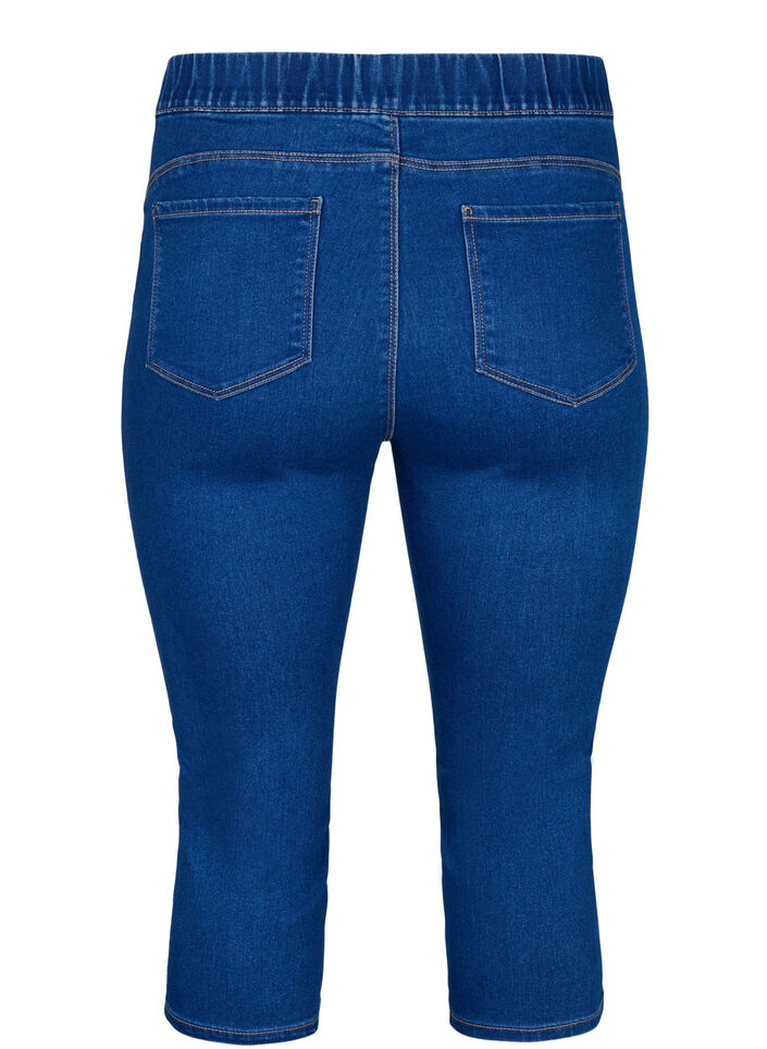 Denim-knebukser med elastisk linning, Dark Blue Denim, Packshot