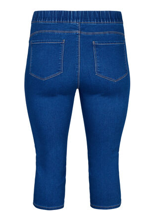 Zizzi Denim-knebukser med elastisk linning, Dark Blue Denim, Packshot image number 1