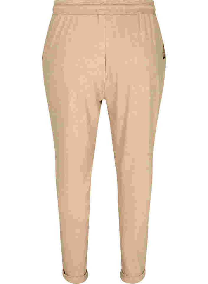 Melerte bukser med knyting og lommer, Beige Melange, Packshot image number 1