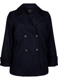 Kort kåpe med dobbeltradede knapper, Dark Navy