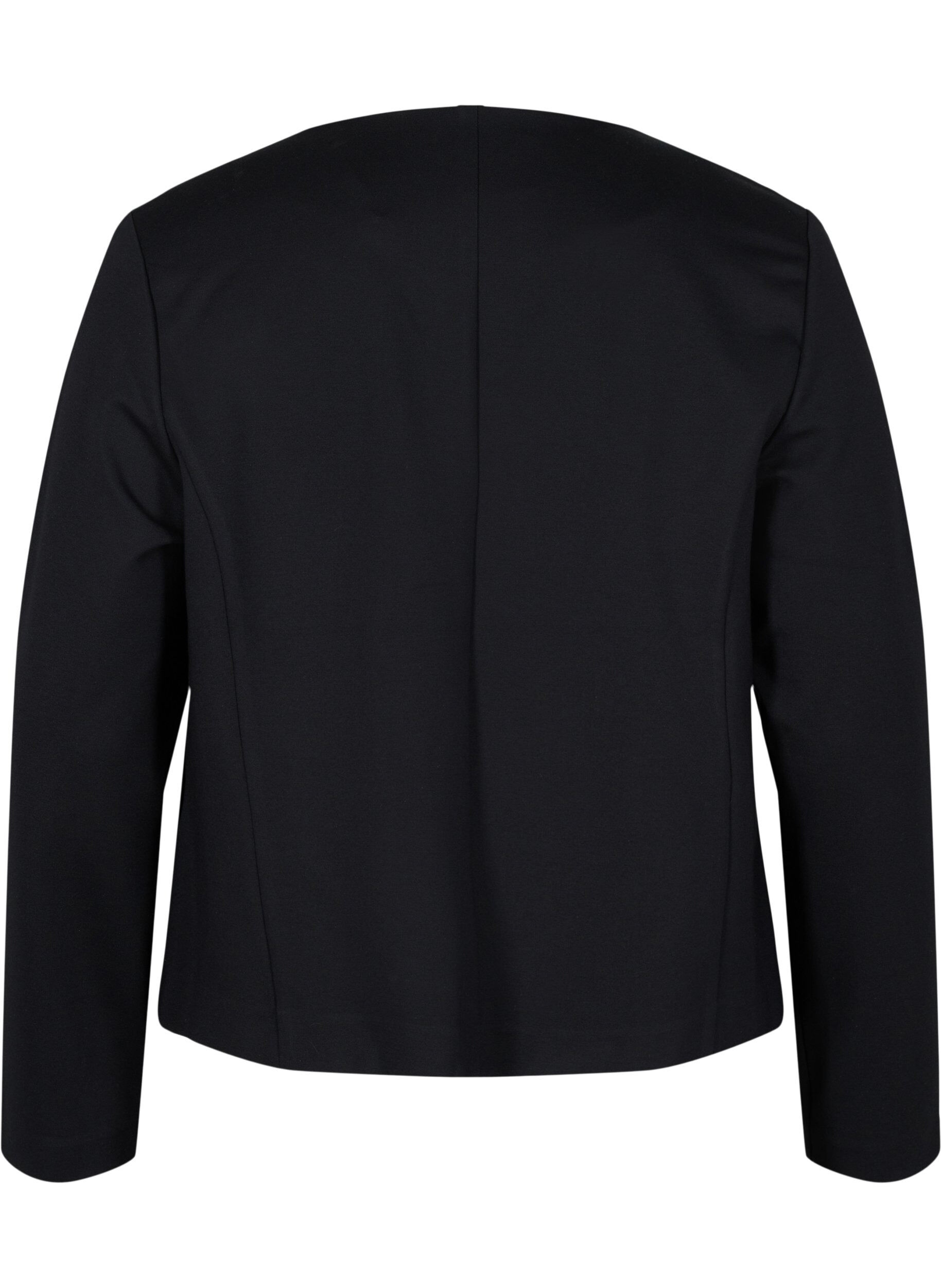 ZizziEnsfarget kort &aring;pen blazer, Black, Packshot image number 1