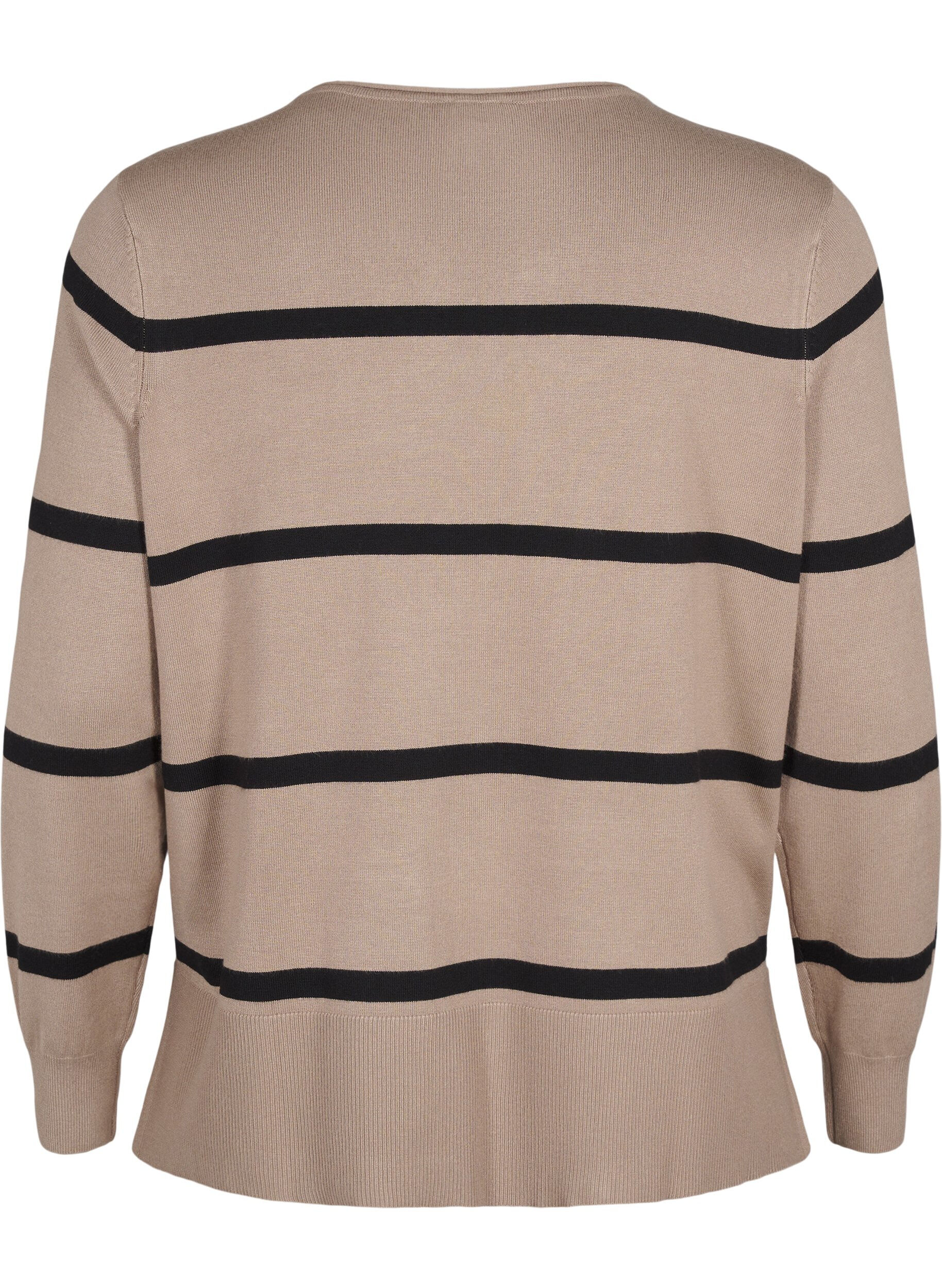 Zizzi Strikket viskosebluse med striper, Gr&aring;, Packshot image number 1