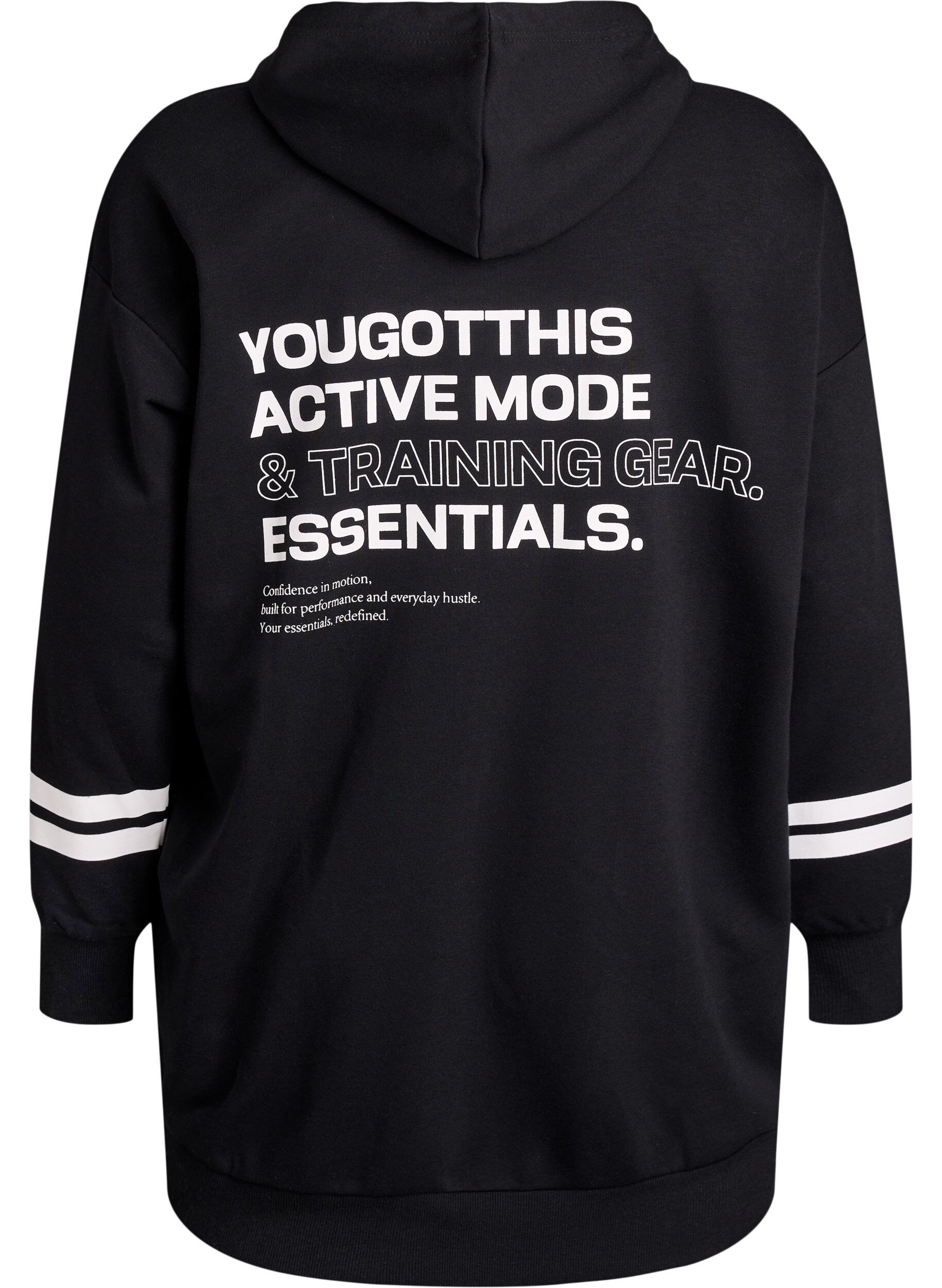 Zizzi Lang cardigan med trykte detaljer, Svart, Packshot image number 1