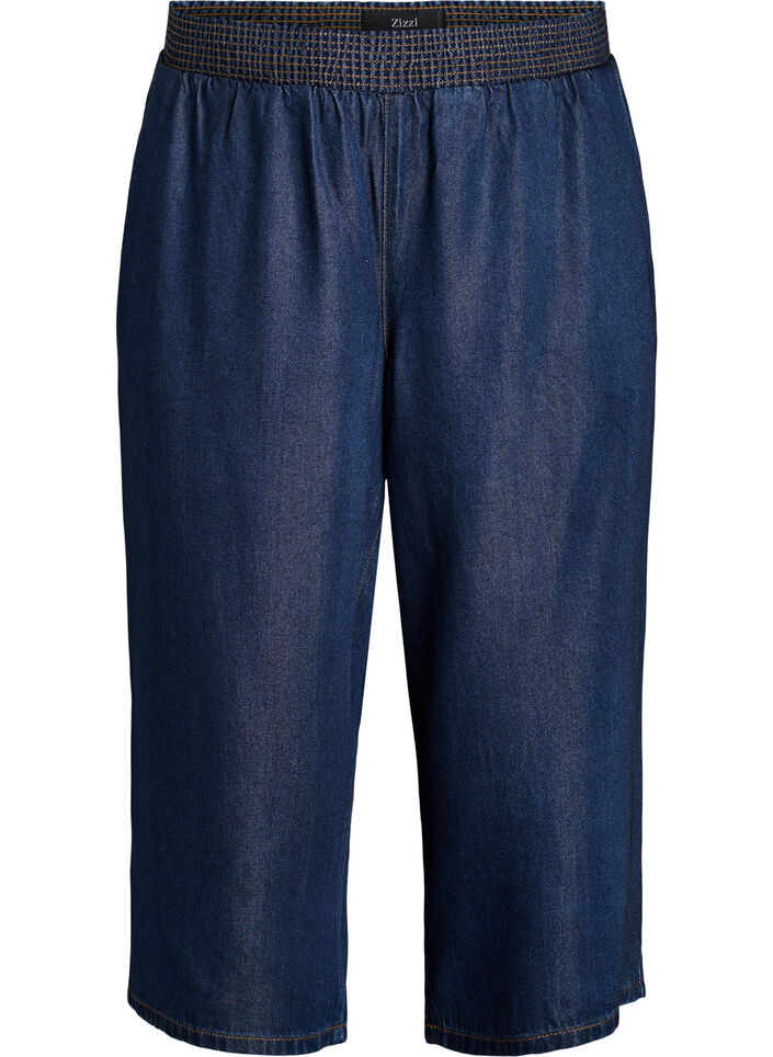 Lyocell culotte-bukser med vide ben og plagg i denim, Bl&aring;, Packshot image number 0