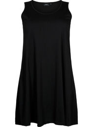Ermeløs kjole i bomull med A-form, Black