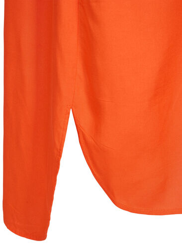Kortermet skjortekjole i viskose, Mandarin Red, Packshot image number 3