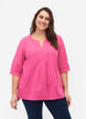 FLASH - Bluse i bomull med halvlange ermer, Raspberry Rose, Model image number 0