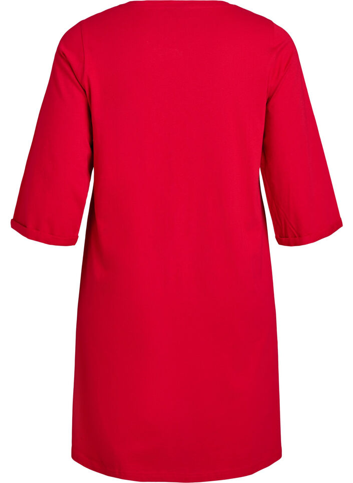 Nattkjole i organisk bomull med julemotif, Rød, Packshot image number 1