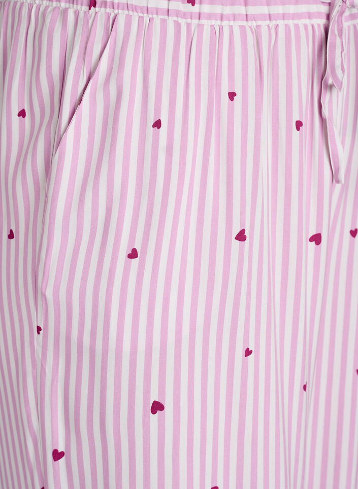 Loose fit nattbukser med striper og hjerter, Rosa, Packshot image number 2